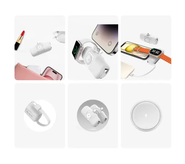 Wozinsky WF16-YCS 5000mAh 15W USB-C z wbudowanym kablem USB-C Biały