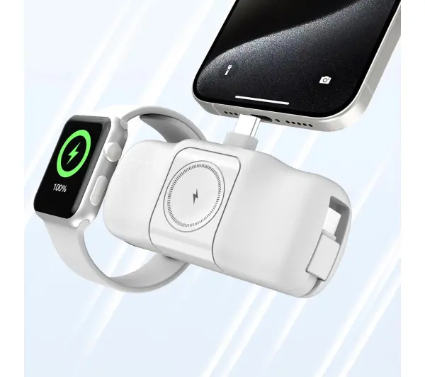 Wozinsky WF16-YCS 5000mAh 15W USB-C z wbudowanym kablem USB-C Biały