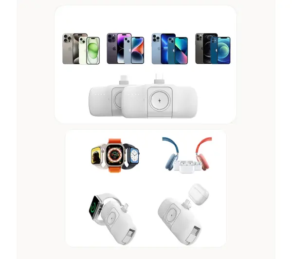 Wozinsky WF16-YCS 5000mAh 15W USB-C z wbudowanym kablem USB-C Biały