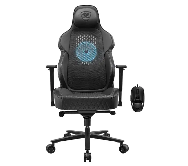 Cougar NxSys Aero Black Gamingowy do 160kg Skóra PVC Tkanina Czarny + mysz Airblader