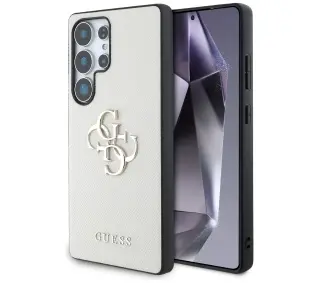 Guess Grained Big 4G Logo Small Classic Logo do Galaxy S25 Ultra Beżowy