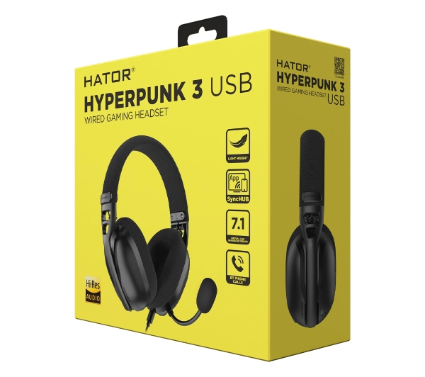 Hator Hyperpunk 3 USB ESH10 Nauszne Czarny