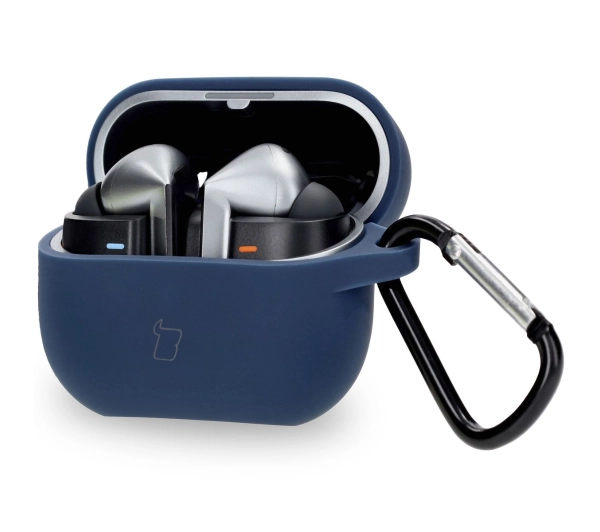 Bizon Silikonowe z karabińczykiem do Samsung Galaxy Buds 3/3 Pro/3 FE Ciemnoniebieski