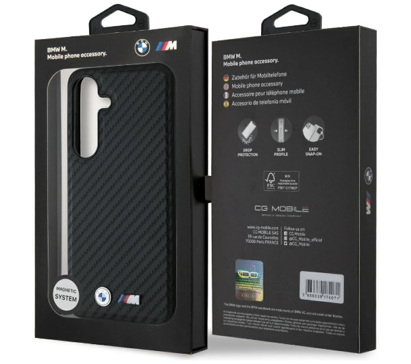 BMW Leather Carbon MagSafe do Galaxy S25 Czarny
