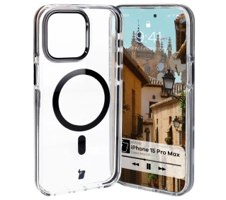 Bizon Marco z MagSafe do iPhone 15 Pro Max Przezroczyste z czarną ramką