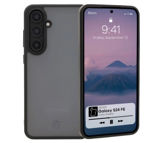 Bizon Angelo do Galaxy S24 FE Przydymione z czarną ramką