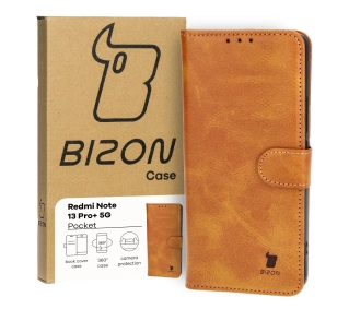 Bizon z klapką Pocket do Xiaomi Redmi Note 13 Pro+ 5G Brązowy