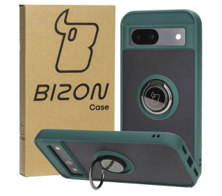 Bizon z uchwytem na palec Hybrid Ring do Google Pixel 8a Przydymione z ciemnozieloną ramką