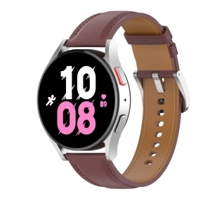 Bizon skórzany Casual 20mm do Galaxy Watch FE/7/6/6 Classic/5/5Pro/4/4 Classic Ciemnobrązowy