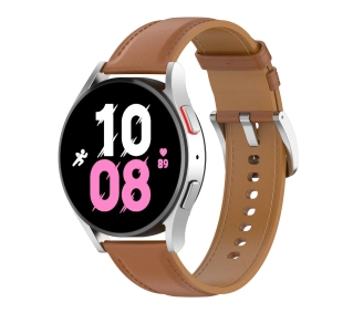 Bizon skórzany Casual 20mm do Galaxy Watch FE/7/6/6 Classic/5/5Pro/4/4 Classic Jasnobrązowy