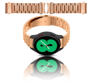 Bizon ze stali nierdzewnej Aura do Samsung Galaxy Watch FE/7/6/6 Classic/5/5 Pro/4/4 Classic Różowo-złoty