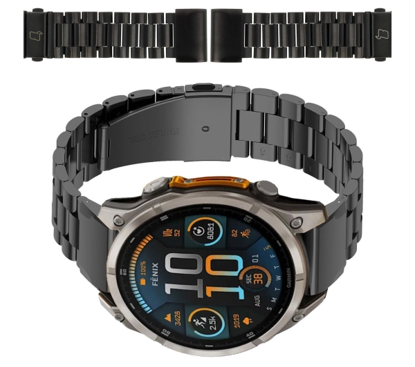 Bizon ze stali nierdzewnej Aura QuickFit 22mm Czarny