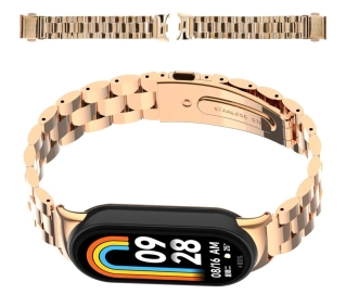 Bizon ze stali nierdzewnej Aura do Xiaomi Smart Band 9 / 9 NFC / 8 Różowo-złoty