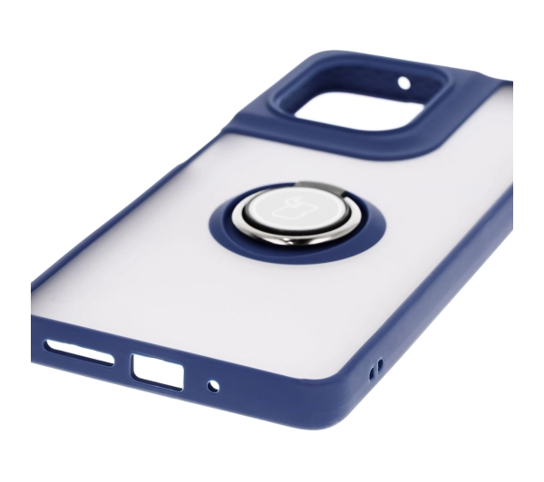 Bizon z uchwytem na palec Hybrid Ring do Motorola Moto G75 5G Przydymione z granatową ramką