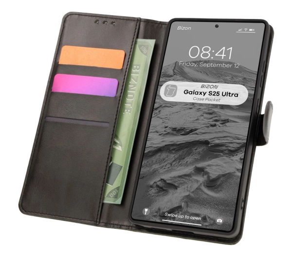 Bizon z klapką Pocket do Galaxy S25 Ultra Czarny