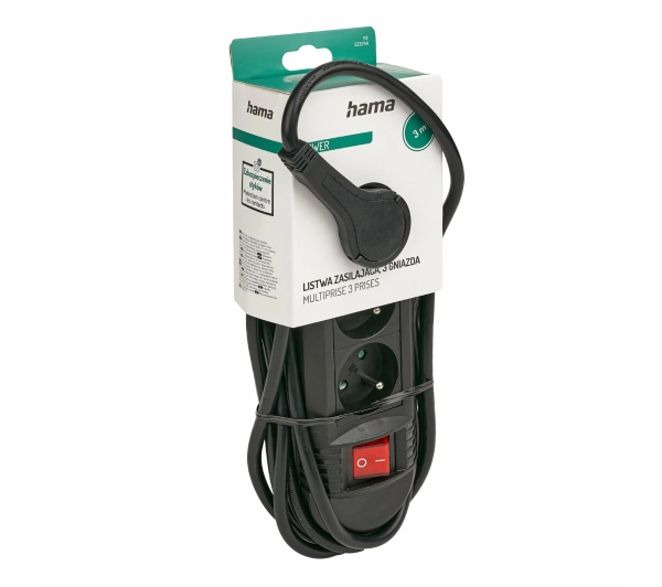 Hama P2223754 Comfort 3 gniazda 3m Czarny