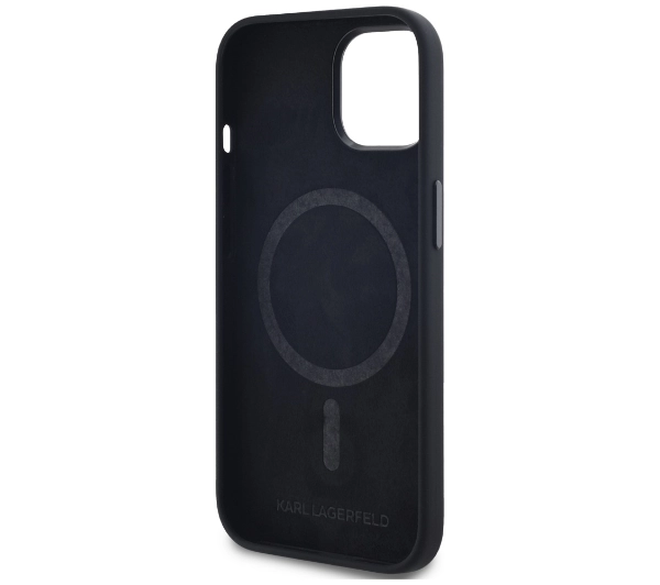 Karl Lagerfeld Silicone Shadow Metal Initial MagSafe do iPhone 15 Czarny