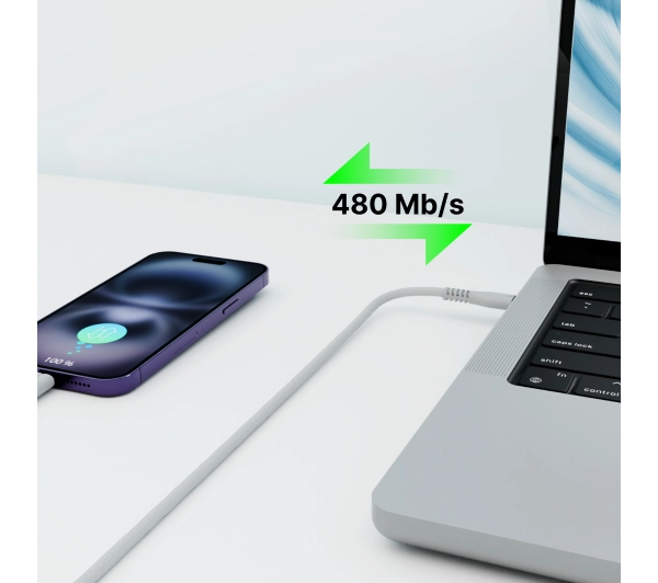QUALO USB-C z Lightning 1,5m 2,4A Szary
