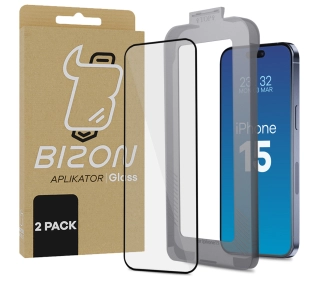 Bizon z ramką montażową Glass Aplikator do iPhone 15 2 sztuki