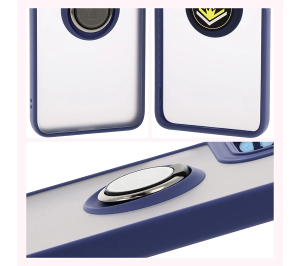 Bizon z uchwytem na palec Hybrid Ring do Motorola Moto G55 5G przydymione z Granatową ramką