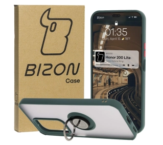 Bizon z uchwytem na palec Hybrid Ring do Honor 200 Lite przydymione z Ciemnozieloną ramką