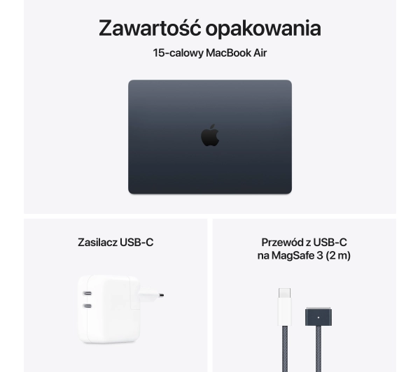 Apple MacBook Air 2025 15,3" M4 24GB RAM 512GB Dysk macOS Północ 70W Funkcje AI - Kup na Raty - RRSO 0%