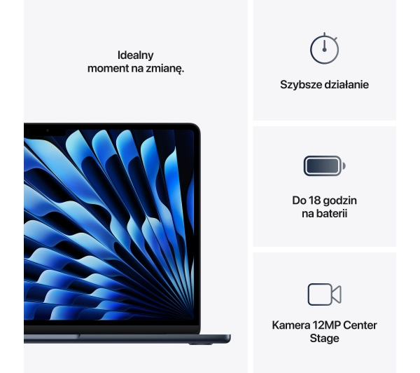 Apple MacBook Air 2025 13,6" M4 16GB RAM 256GB Dysk macOS Północ 70W Funkcje AI - Kup na Raty - RRSO 0%