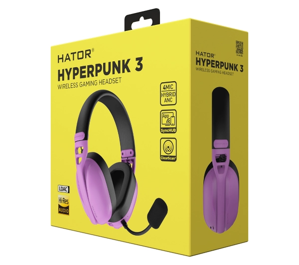Hator Hyperpunk 3 Wireless ESH19 ANC Nauszne Fioletowy