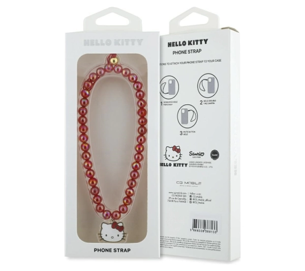 Hello Kitty Pearls Kitty Head Czerwony