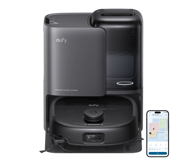 Roboty sprzątające - Eufy Omni E25 Funkcja mopowania Stacja oczyszczająca Tworzenie mapy pomieszczenia 57dB Czarny