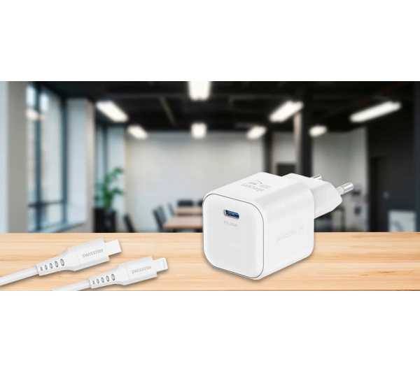 Swissten 22070240 GaN 1x USB-C - Lightning 35W Power Delivery Biały