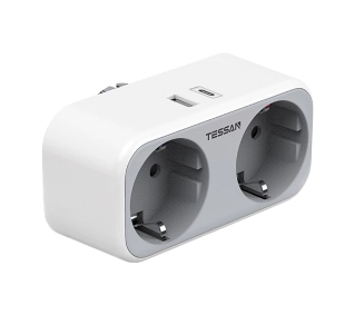 Tessan TS-WS02DE00 2 gniazda 1x USB-A 1x USB-C Biały