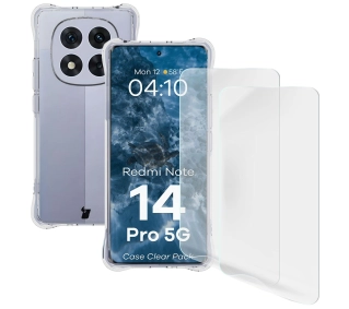 Bizon elastyczne etui Salpa + 2x folia na ekran Clear Pack do Xiaomi Redmi Note 14 Pro 5G