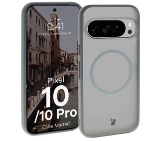 Bizon MatteO z MagSafe do Google Pixel 10 / Google Pixel 10 Pro Półprzezroczyste z szarą ramką