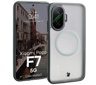 Bizon MatteO z MagSafe do Xiaomi POCO F7 Półprzezroczyste z szarą ramką