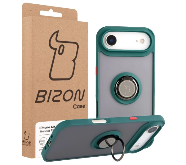 Bizon z uchwytem na palec Hybrid Ring do Apple iPhone Air Przydymione z zieloną ramką