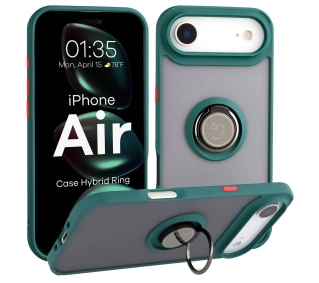 Bizon z uchwytem na palec Hybrid Ring do Apple iPhone Air Przydymione z zieloną ramką