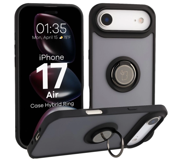 Bizon z uchwytem na palec Hybrid Ring do Apple iPhone 17 Pro Max Przydymione z Czarną ramką