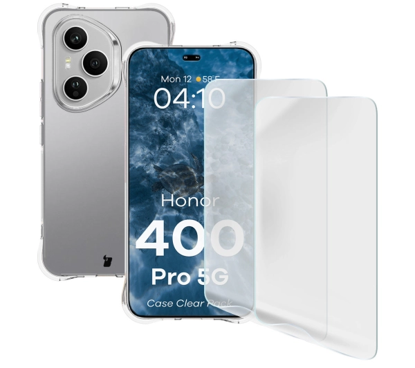 Bizon elastyczne etui Salpa + 2x folia na ekran Clear Pack do Honor 400 Pro 5G