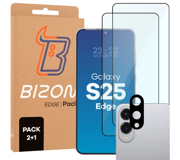 Bizon 2x szkło + szybka na aparat Edge 2 Pack do Samsung Galaxy S25 Edge