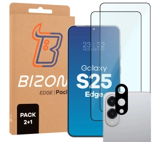 Bizon 2x szkło + szybka na aparat Edge 2 Pack do Samsung Galaxy S25 Edge