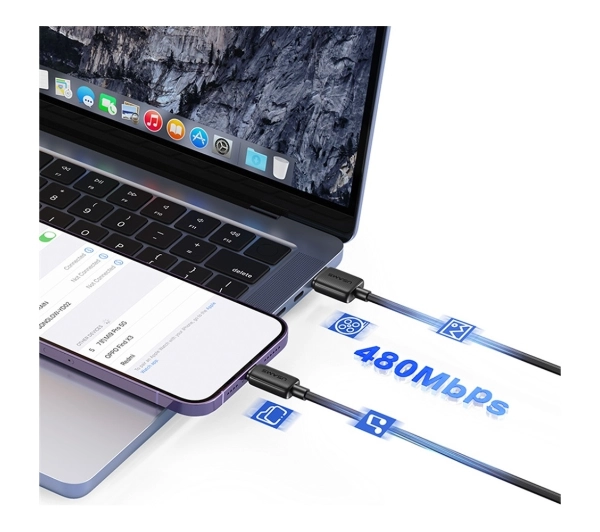 USAMS KY Series 2.4A USB-A do Lightning 1m Czarny
