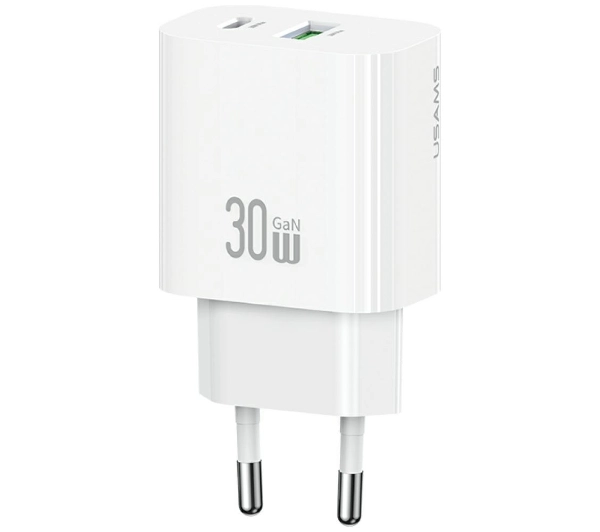 USAMS CC316 T65 30W 1x USB-C 1x USB-A Fast Charging Biały