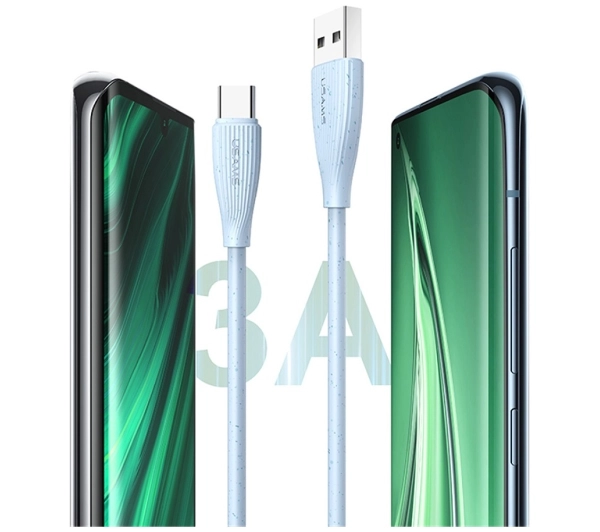 USAMS Green Series 18W 3A USB-A do USB-C 1m Biały