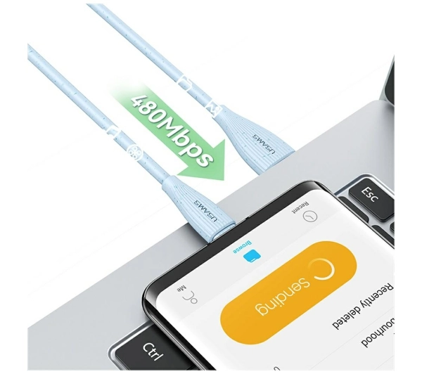 USAMS Green Series 18W 3A USB-A do USB-C 1m Biały