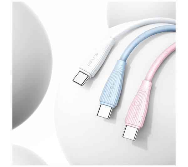 USAMS Green Series 18W 3A USB-A do USB-C 1m Biały