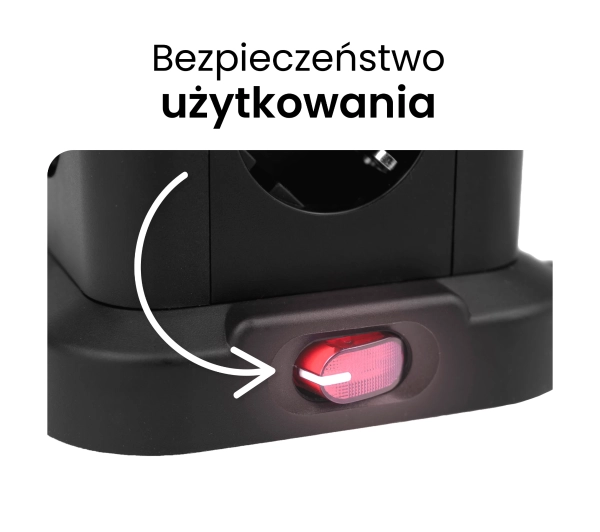 Huslog HUS1004 8 gniazd 1,4m czarny