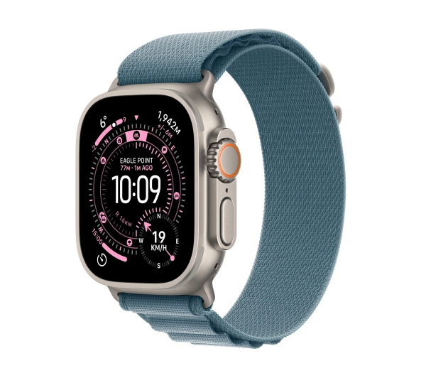 Apple Watch Ultra 3 GPS + Cellular koperta z naturalnego atural tytanu 49mm Opaska Alpine Niebieska Rozmiar L