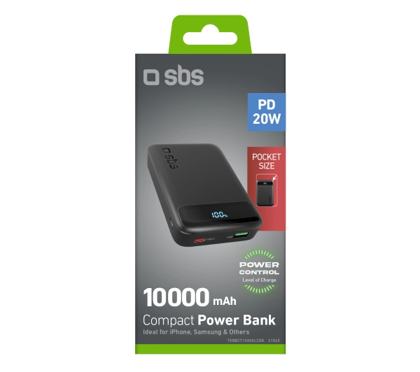 SBS TEBBCT10000LCDK Compact 10000mAh PD 20W LCD Czarny