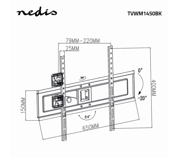 Nedis TVWM1450BK od 37" do 70" Max 35kg